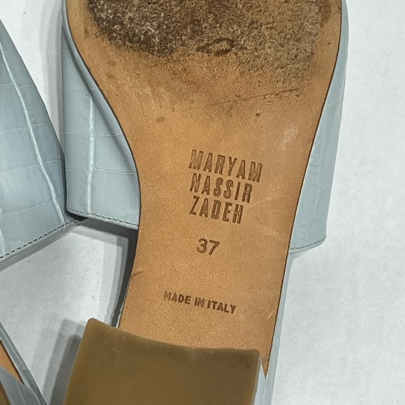 Maryam Nassir Zadeh Faux Croc Embossed Leather Block Heel Slides Sandals SZ 37. - Picture 12 of 12
